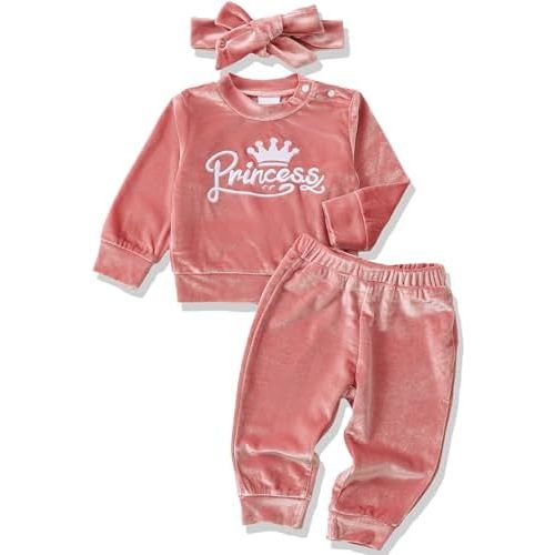 Renotemy Newborn Infant Baby Girl Clothes Outfits Fall Winter Long Sleeve Sweatshirts Pants Cute Baby Girl Outfits Set