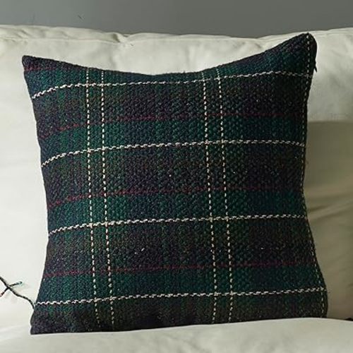 vctops Christmas Green Tartan Knit Throw Pillow Covers Farmhouse Gingham Plaid Lumbar Cushion Cover Pillowcase for Sofa Bedroom Couch (Green,12"x20")