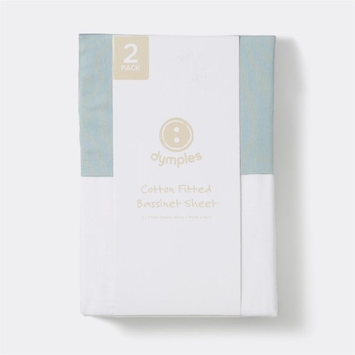 Dymples Cotton Fitted Bassinet Sheet 2 Pack - Blue