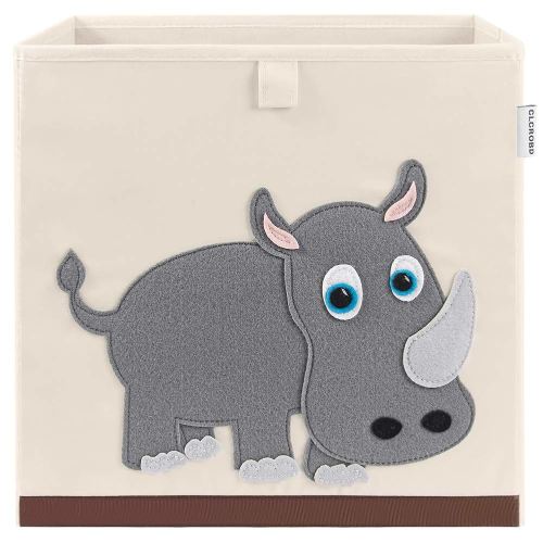 CLCROBD Foldable Animal Cube Storage Bins Fabric Toy Box/Chest/Organizer for Kids Nursery, 13 inch (Rhino)