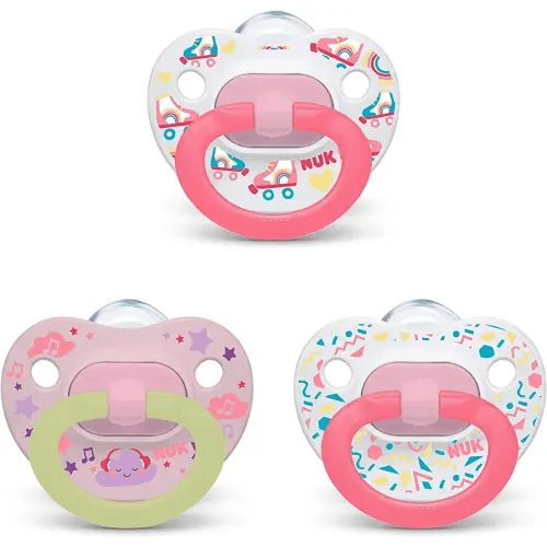 NUK Orthodontic Pacifier Value Pack, Girl, 6-18 Months (Pack of 3)