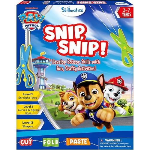 Skillmatics Scissor Skills Activity Book - Snip Snip PAW Patrol, Stocking Stuffers, Preschool Cutting & Creative Activities, Felt Craft Kit, Fine Motor Skills, Christmas Gifts for Ages 3, 4, 5, 6, 7