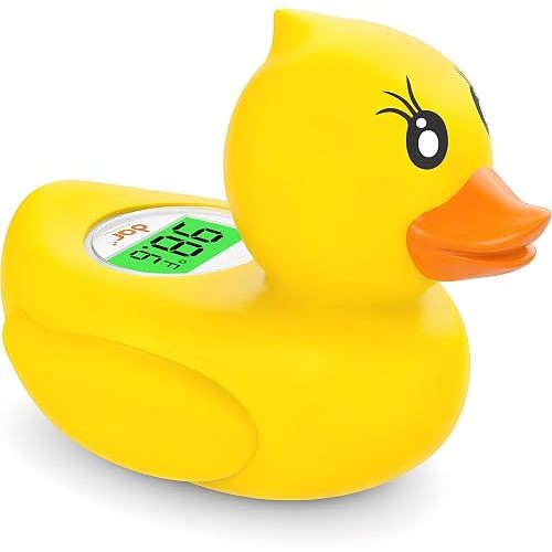 Baby Bath Thermometer for Infants & Todlers, Floating Duck Water Thermometer with Instant Temperature Reading,3-Color LED Safety Alert,Large LCD Display, BPA-Free Bathtub Toy Auto On/Off