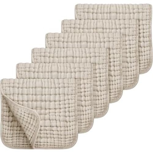 Looxii Muslin Baby Burp Cloths, Absorbent Brup Rags 6 Pack Set for Baby