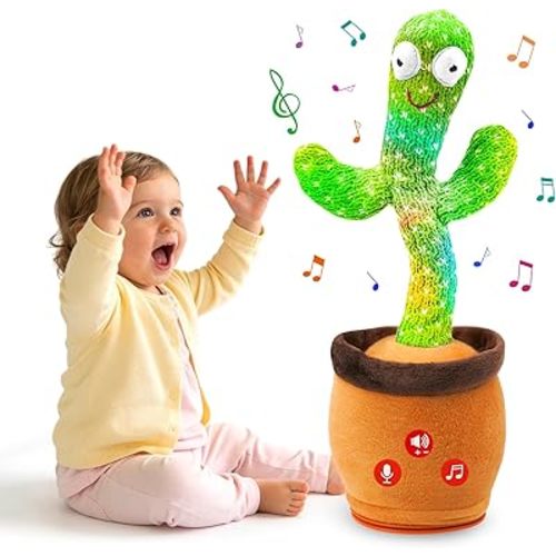 Baby Toys Dancing Talking Cactus Toy, Boys Girls Interactive Gifts Mimicking Singing Repeating Cactus, Toddler Toys Stocking Stuffers for Grandkids with Exclusive Songs