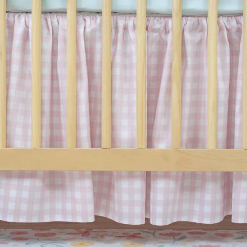 Gathered Crib Skirt | Gingham in Cottage Rose
