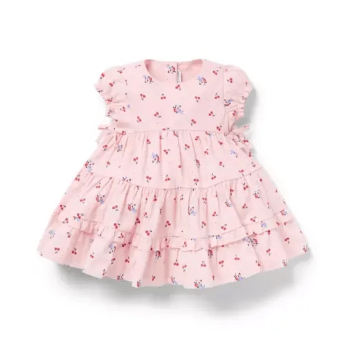 Baby Peach Candy Cherry Floral Baby Cherry Floral Ruffle Dress by Janie and Jack