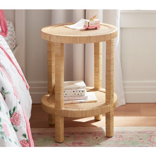 Circular Rattan Side Table (17")