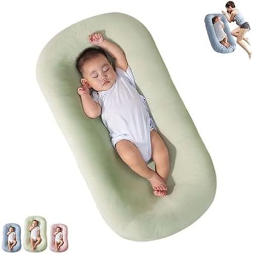 Saanerueen Baby Lounger Pillow for 0-12 Months, Newborn Lounger Pillow Soft Breathable Lounger, Baby Lounger for Newborn (Green)