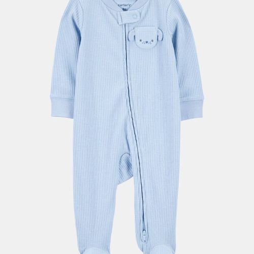 Baby Boy Dog Pocket 2-Way Zip Ribbed Sleeper pyjamas | Carter’s Oshkosh Canada