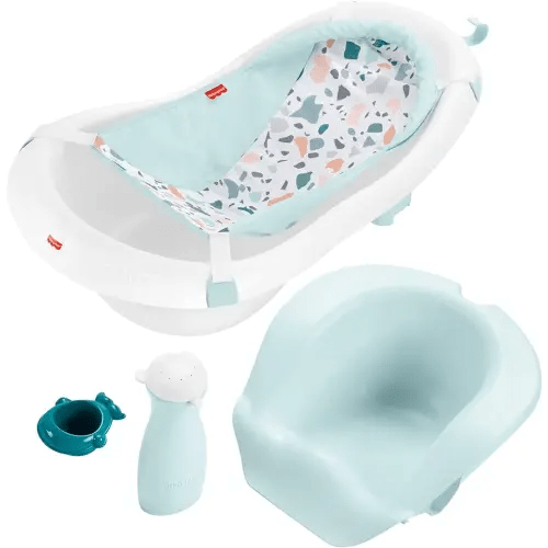 Fisher-Price™ Baby to Toddler Bath 4-in-1 Sling 'N Seat Tub with Removable Infant Support and 2 Toys, Pacific Pebble