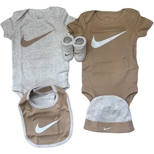 Swoosh Essentials 5 Piece Infant Toddler Set (Beige/White)