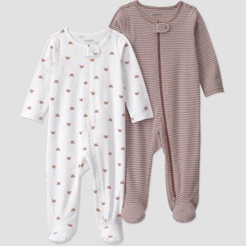 Carter's Just One You® Baby Boys' 2pk bears Long Sleeve Sleep N Plays - Brown/white Newborn