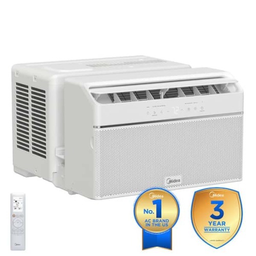 8,000 BTU U+ Smart Inverter Window AC Cools up to 350 sq ft. Dual filtration, Remote, Timer, Wi-Fi, EnergyStar in White