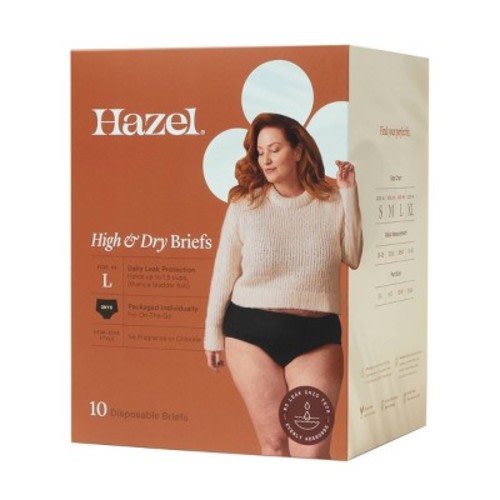 Hazel High & Dry Briefs Disposable Incontinence & Postpartum Underwear - L - 10ct