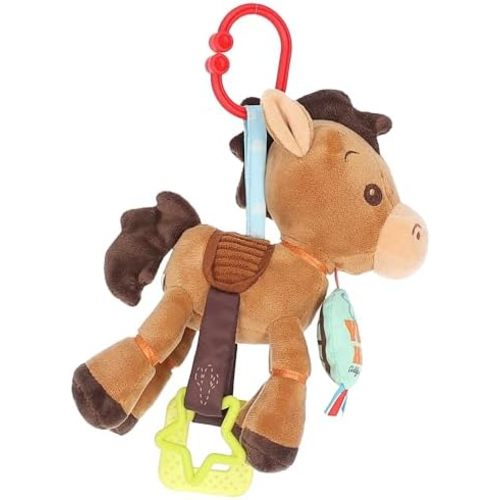 Disney Toy Story Bullseye Activity Toy – Plush Baby Sensory Toy with Teethers, Rattle, Crinkle Textures and On the Go Clip for Infants and Toddlers