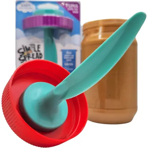 Simple Spread: Lid Mounted Spreader | Easier, Faster Sandwich Making | Universal Attachment Stores Inside Jar | No Mess & Less Dishes | Portable, Reusable & Dishwasher Safe | Avoid Washing Knifes