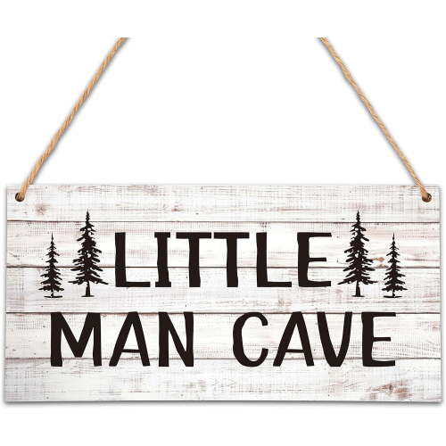 6x12 Inch Little Man Cave Wood Sign, Nursery Decor For Boys, Natural Baby Room Wall Decor, Woodland Playroom Decor, Gift For Baby Shower, Toddler Kids Bedroom Living Room Hanging Sign