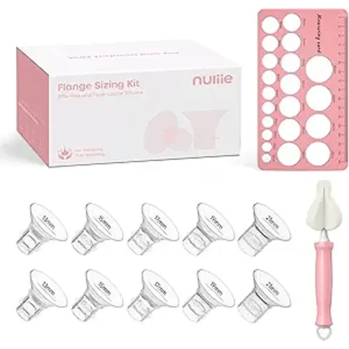 Nuliie 3-in-1 Flange Sizing Kit 13/15/17/19/21mm for 24mm Electric Double Breast Pump Flange/Shield, 10PCS Silicone Flange Inserts to Boost Pumping Efficiency & Comfort, BPA-Free Essential for Moms