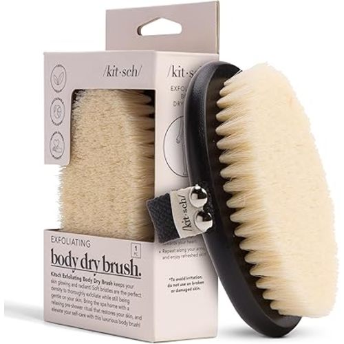 Kitsch Dry Brushing Body Brush for Lymphatic Drainage- Soft Bristles - Reduces Cellulites, Removes Dry Skin and Improves Blood Circulation, Body Exfoliator Scrubber for Glowing Skin, Sauna Accessories