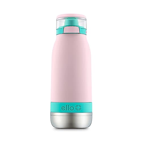 Ello Emma 14oz Vacuum Insulated Stainless Steel Kids Water Bottle with Straw and Built-in Carrying Handle and Leak-Proof Locking Lid for School Backpack, Lunchbox and Outdoor Sports