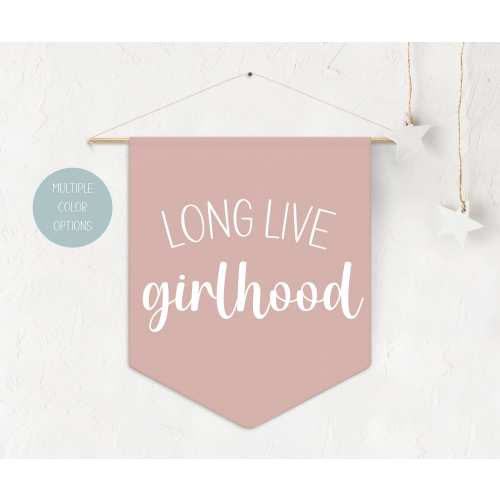 Long Live Girlhood Pennant Banner: Girls Room Decor (18x21in)