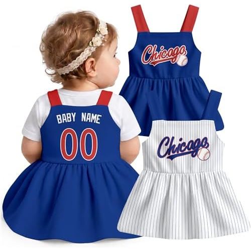 KREDE Baby Girl Clothes Custom Baby Strap Dress with Number Name for Baby Girl Gifts