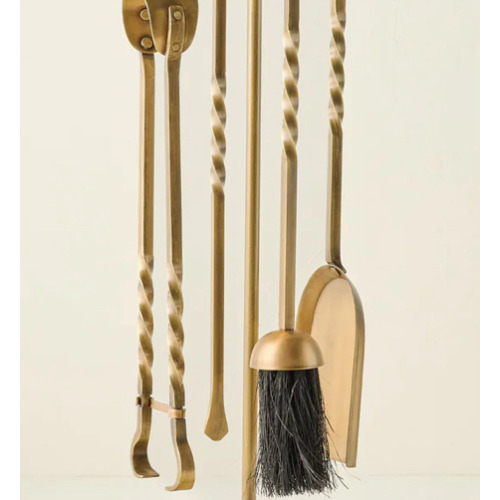 Twisted Antique Brass Fireplace Tool Set – Magnolia