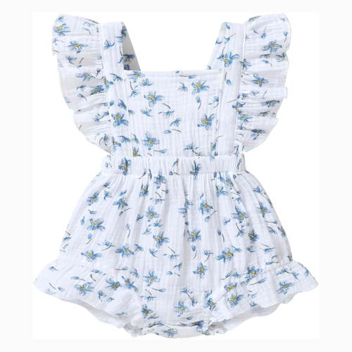 Younger Tree Baby Girl Romper Summer Toddler Casual Ruffled Sleeveless Cotton Overalls Clothes for 6-12 Months