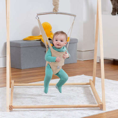 Tulip Foldable Baby Bouncer with Safety Harness | Lightweight & Portable Infant Seat,  Beige - Avenlur | Maisonette