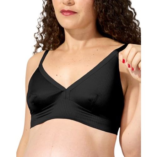 Bodily Effortless Pull Down Nursing Bra for Maternity & Breastfeeding | Wireless Breastfeeding Bra, Soft, Stretch Fabric for Pregnancy & Postpartum Wear, OEKO-TEX Standard 100 Certified Fabric