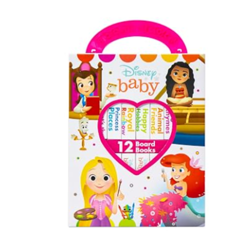Disney Baby Princess Cinderella, Belle, Ariel, and More! - My First Library Board Book Block 12 Book Set - First Words, Colors, Numbers, and More! - PI Kids