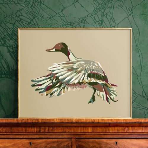 Pintail Duck Painting Print on Tan Background | Gifts for Duck Hunters