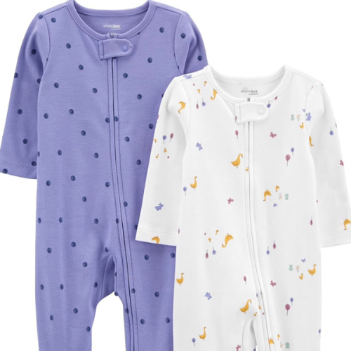 Simple Joys by Carter's Baby Girls' Cotton Footed Sleep and Play, Pack of 2