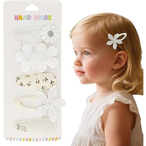 5 Pcs Baby Hair Clips Set – 4 Soft Snap Barrettes + 1 Duckbill Clip for Girls & Toddlers, Minimalist Non-Slip Toddler Hair Clips for Thin and Thick Hair