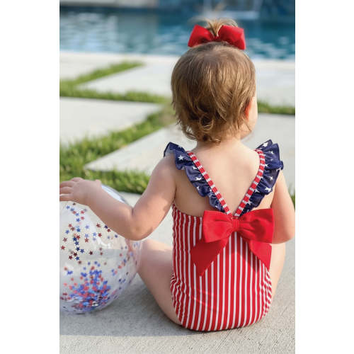 Double Ruffle Bow Back One Piece | 6-12 Months