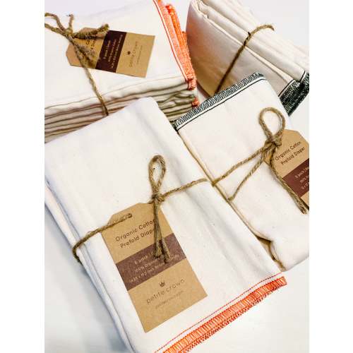 Prefold Diapers, Unbleached Organic Cotton - 6 Pack