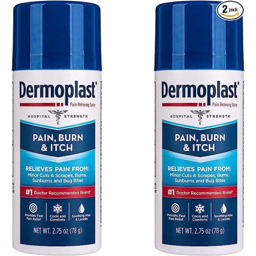 Dermoplast Pain, Burn & Itch Relief Spray for Minor Cuts, Burns and Bug Bites, 2.75 Oz, Pack of 2 (Packaging May Vary)