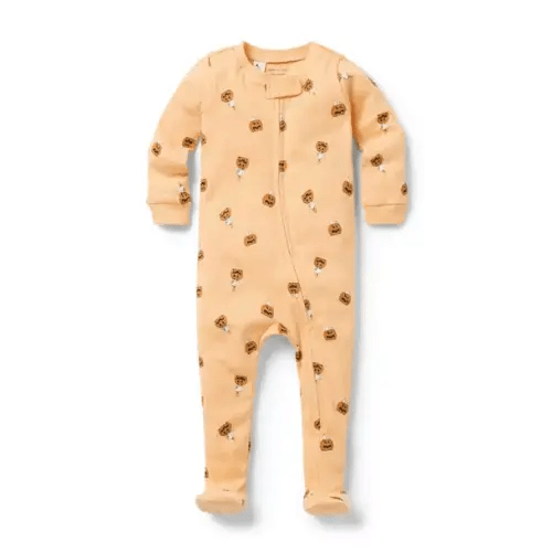 Baby Apricot Peanuts Halloween Baby Organic Cotton PEANUTS™ Pumpkin Footed Pajama by Janie and Jack