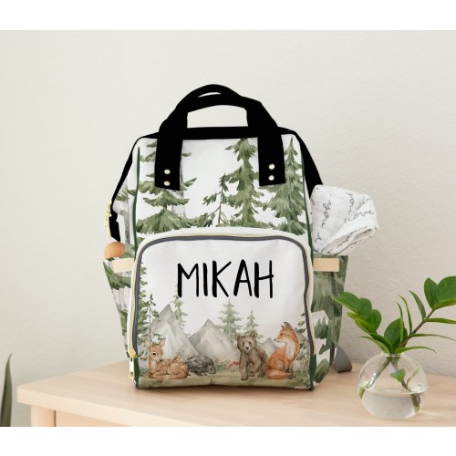Personalized Woodland Diaper Bag Backpack: Baby Animal Print