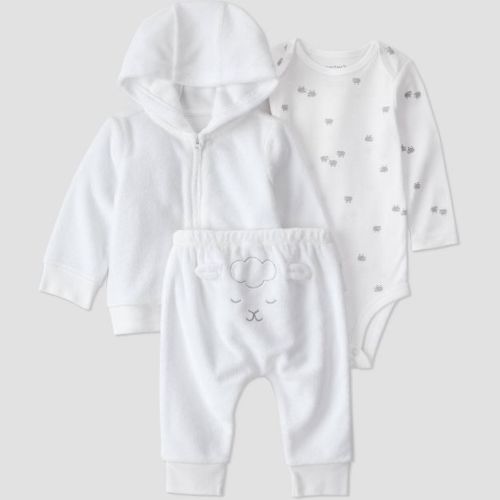 Carter's Just One You® Baby 3pc lamb bodysuit and pant Set with Jacket - White Newborn