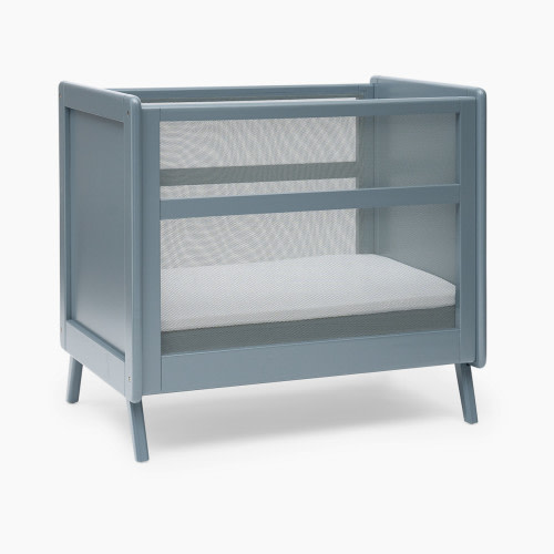 Halo 2-in-1 Breathable Mesh Convertible Mini Crib with Mattress - Slate Blue