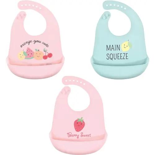 Hudson Baby Unisex Baby Silicone Bibs, Cute Fruit, One Size