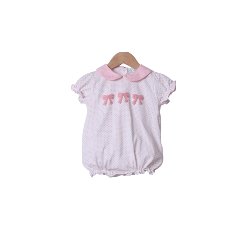 French Knot Bow Bitty Dot Short Sleeve Bubble