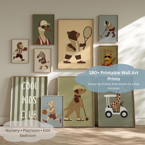 Kids Room Wall Art Mega Bundle | 183 Storybook Animal, Vehicle and Adventure Prints | Complete Nursery and Playroom Solution