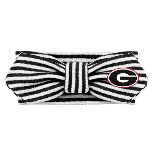 Creative Knitwear Georgia Bulldogs Infant Girls Black/White Striped Hair Knot Headband Embroidered Logo - Size Newborn - 4T