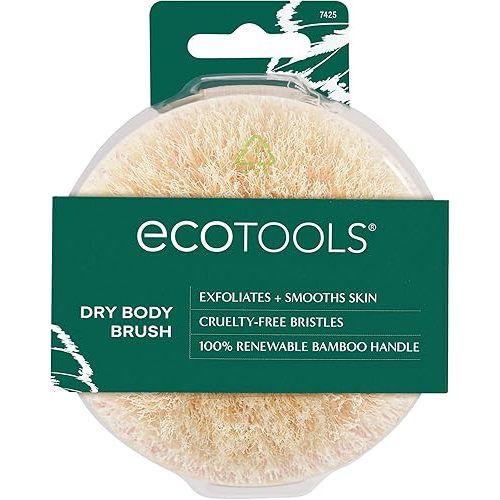 EcoTools Dry Body Brush, Cruelty-Free Bristles Exfoliate & Smooth Skin, Dry Brushing Removes Flaky Skin, May Help Improve Circulation & Tone, Eco-Friendly Skincare Tool, Vegan & Cruelty-Free, 1 Count
