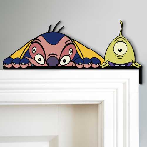 Cute Monster Door Topper, Red Blue Alien And One Eye Monster Wall Decor, Playroom Shelf Sitter Gift