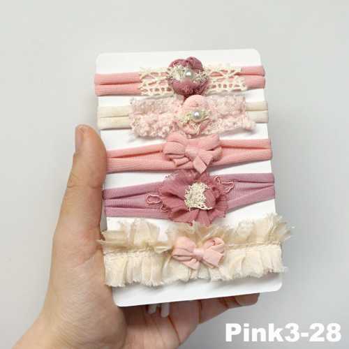 5 Bundle Newborn Tieback Headband – Stretchy Baby Girl Hair Bow for Photography Photo Prop