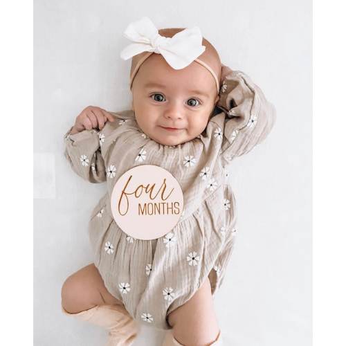 Monthly Milestone for Baby Photos  Wood  Round